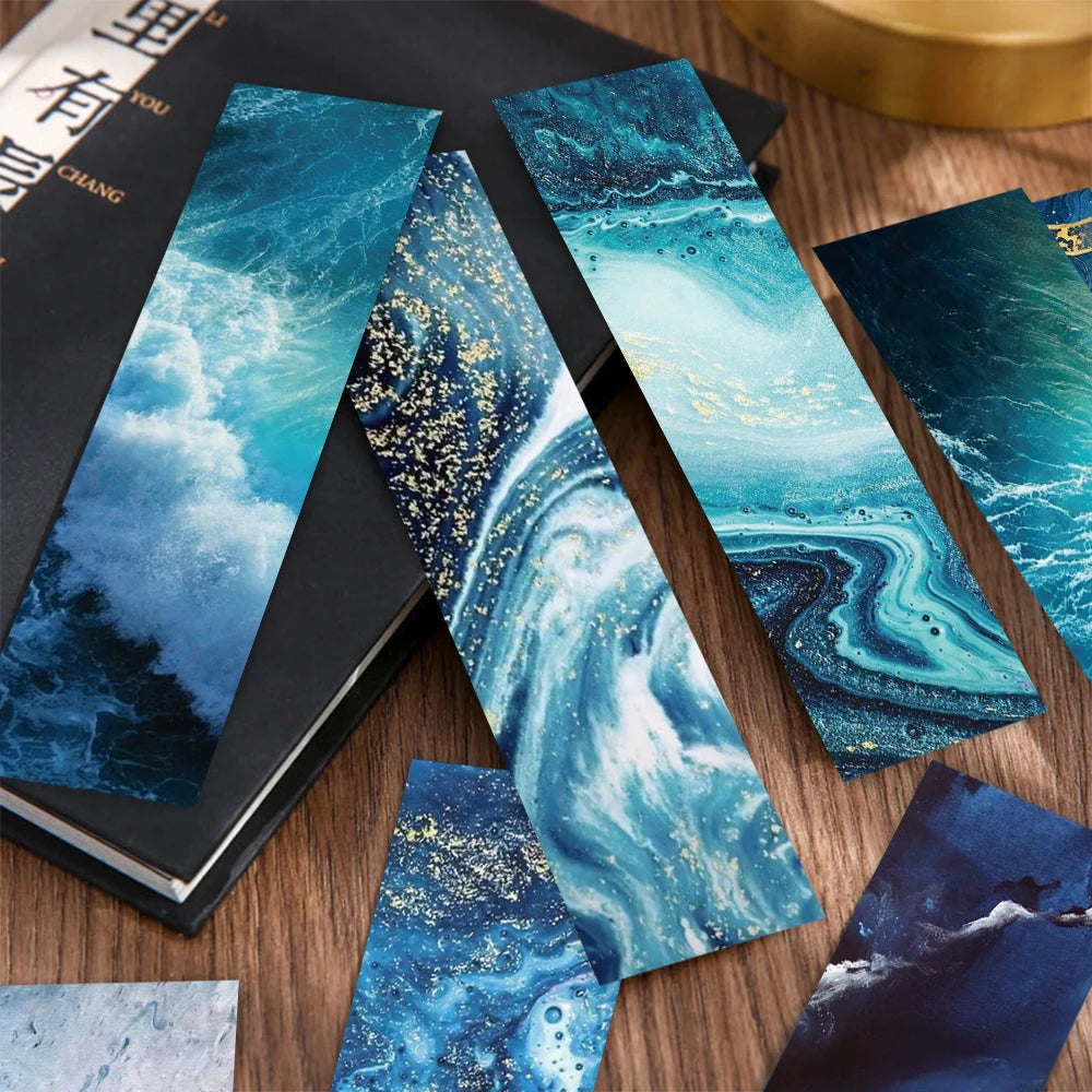 30PCS Ocean Theme Bookmarks Graffiti Stationary Paper Pages Books Read Lovers Students Stationary Supplies Creative Bookmarks
