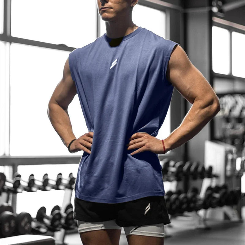 NEW Summer Fitness Sports Tank Top Men Breathable Loose Mesh Training Sleeveless T-shirt Quick Drying Vest Male Fitness Clothing