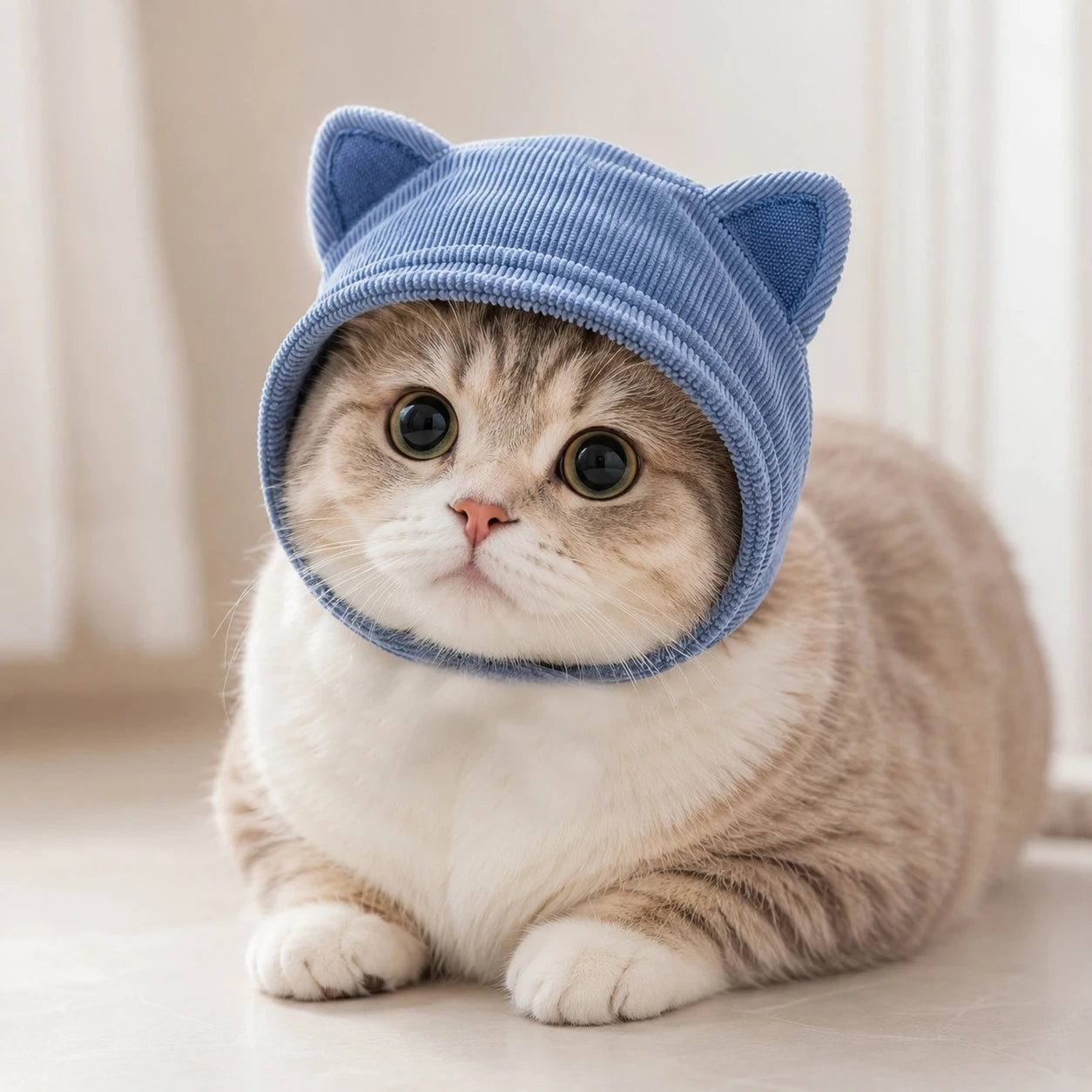 Pet Hat Cute Cat Ear Design Lightweight Velcro Design Freely Adjustable Fits The Head Warm For Autumn And Winter Cat Headgear