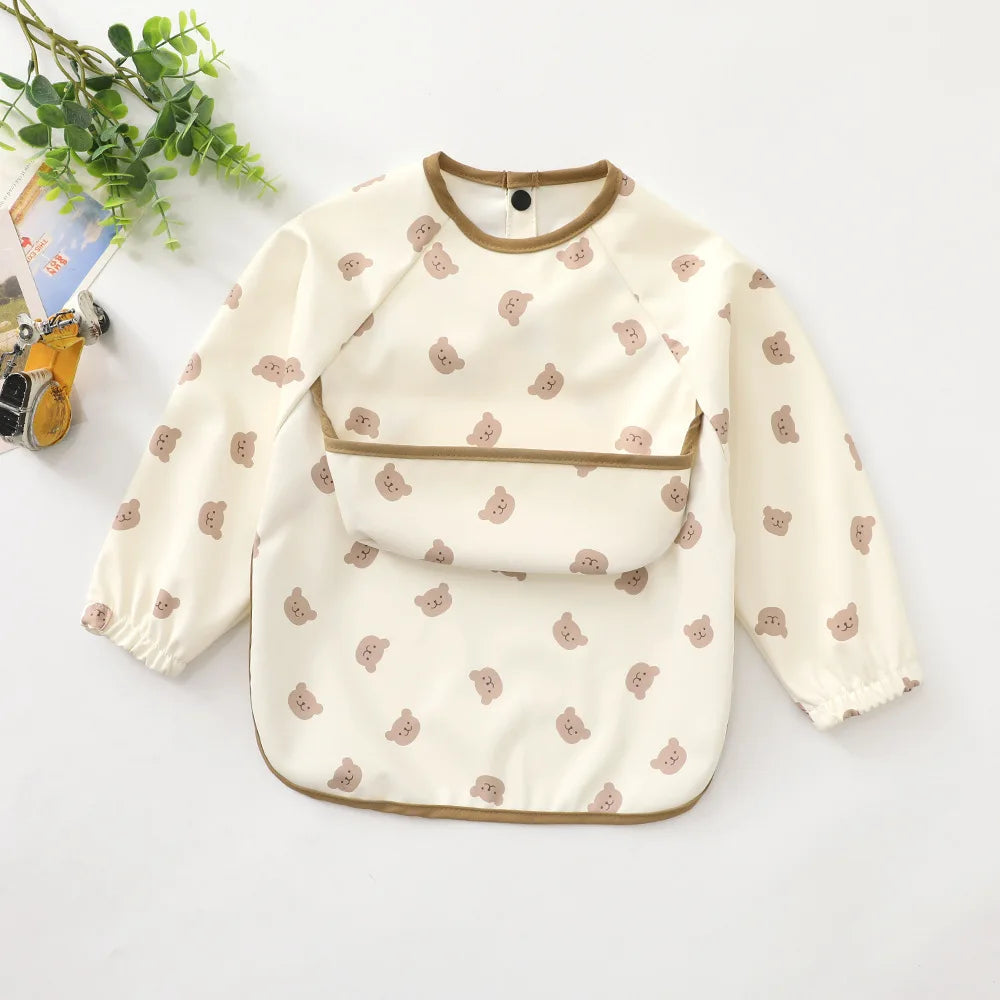 Baby Bibs Waterproof Art Smock with Long Sleeves Easy To Clean Children's Painting Apron Bib for Toddlers Girls Boys Baby Stuff