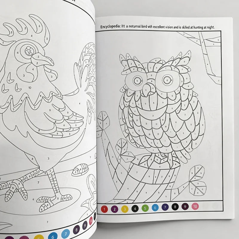 48 Pages with Colorful Pages and Number Instructions, Children's Fun Coloring Book,  Interactive Activity Coloring Book