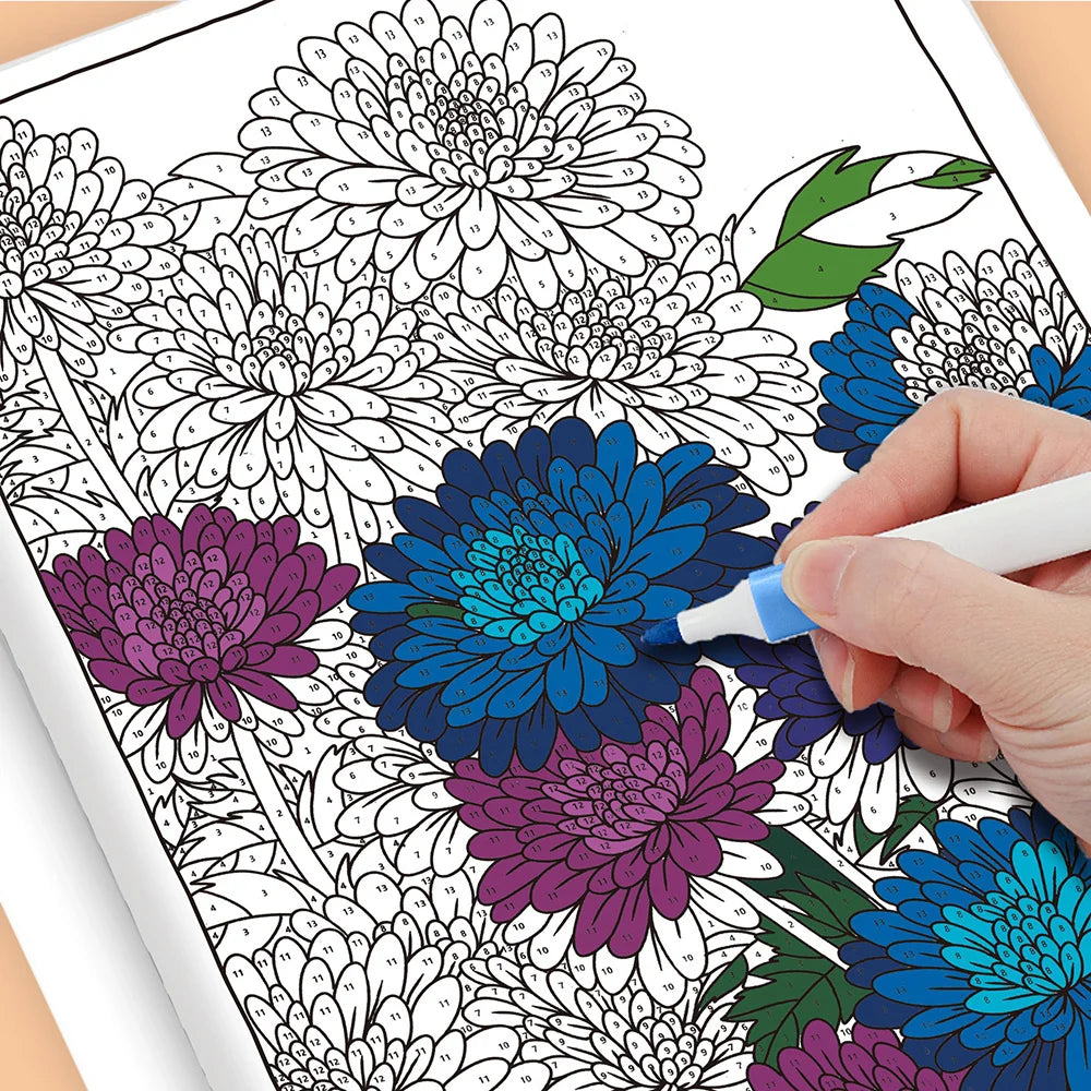 Color by Numbers Coloring Book for Adults, Includes Relaxing Designs Such As Mandalas, Animals, Flowers, Birds