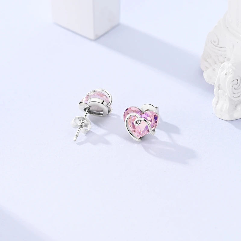 New In Earrings 925 Sterling Silver Butterfly Tulip Hoop Earrings Ear Studs Zircon Making Jewelry For Women Girl Party Gifts