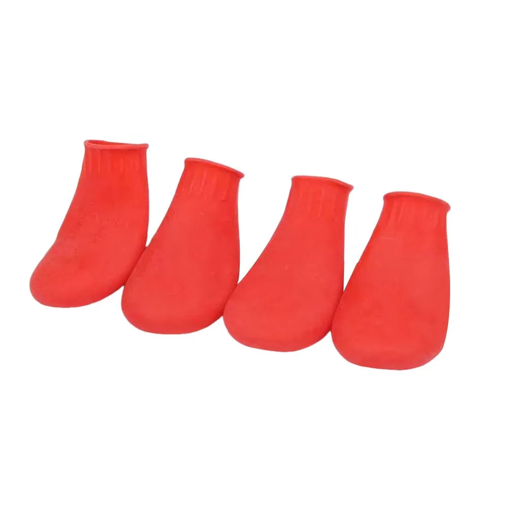 4Pcs Pets Boots New Waterproof Dog Shoes Balloon Rubber Anti-slip Pet Rain Boots for Small Dog Chihuahua Large Dogs