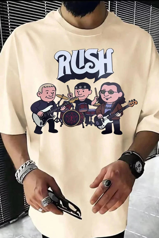 2026 Rush  Band TShirt Mens Womens Cotton Tees Summer Casual Short Sleeve Round Neck Clothing Loose Top Trend Unisex Tee