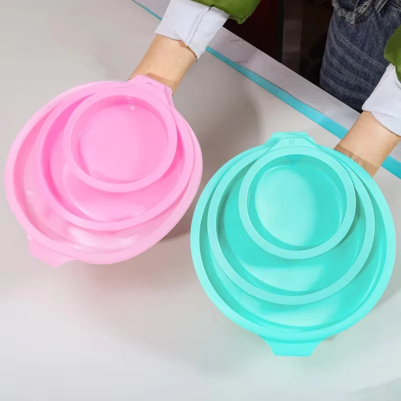 FAIS DU Silicone Cake Pan 4/6/8inch Round Cake Layer Set Silicone Bakeware Mold for Baking Tools Rainbow Cake and Mousse