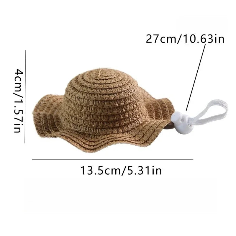 Pet Straw Hat for Cats Summer Sun Visor Cap for Kittens Cute Cat Headwear for Photography Props Fashion Dog Accessories