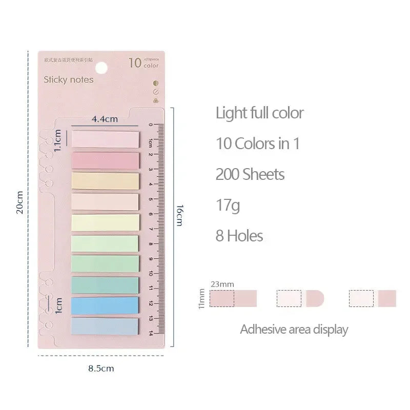 Sticky Notes Stationery Set 200 Sheets Stationery Posted for books it Memo Pad Bookmark Adhesive Notepad Sticky tabs