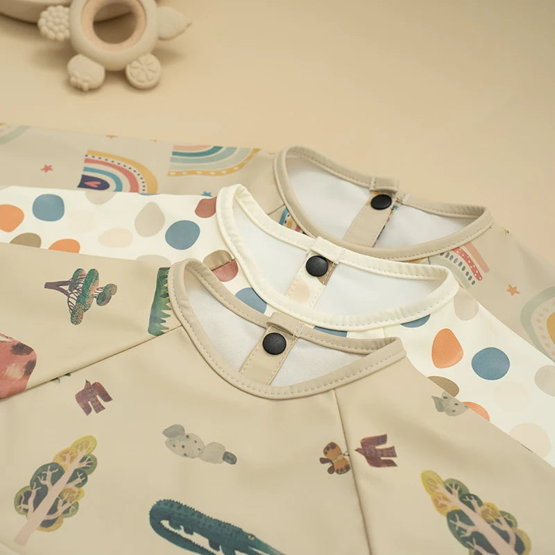 Baby Bibs Waterproof Art Smock with Long Sleeves Easy To Clean Children's Painting Apron Bib for Toddlers Girls Boys Baby Stuff