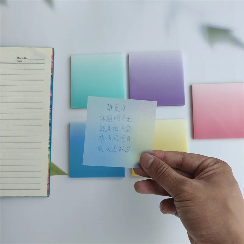 50 Sheets Creative Transparent PET Waterproof Sticky Note Pads Notepads Posits for School Stationery Office Supplies