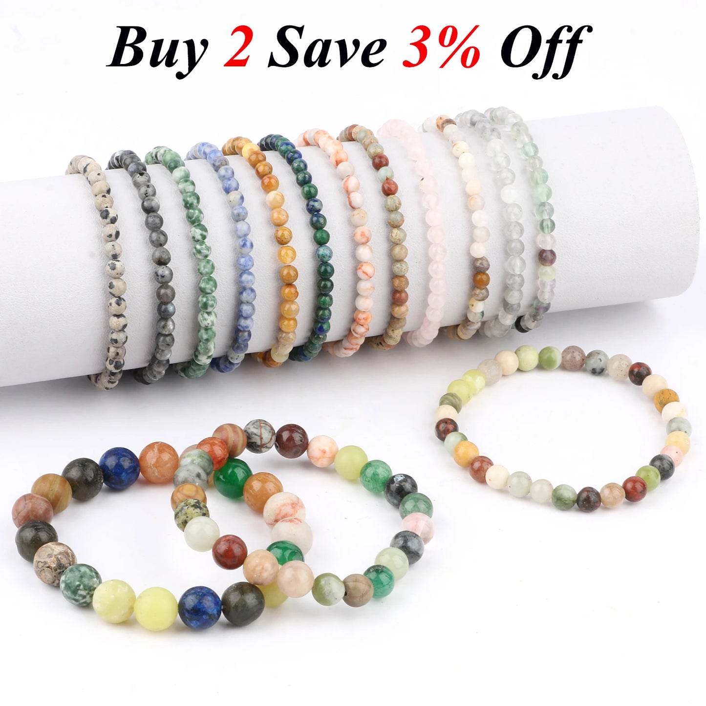 4 6 8mm Natural Stone Beaded Bracelet Agate Jade Beads Charm Elastic Bracelets for Women Men Jewelry Handmade Yoga Trendy Bangle