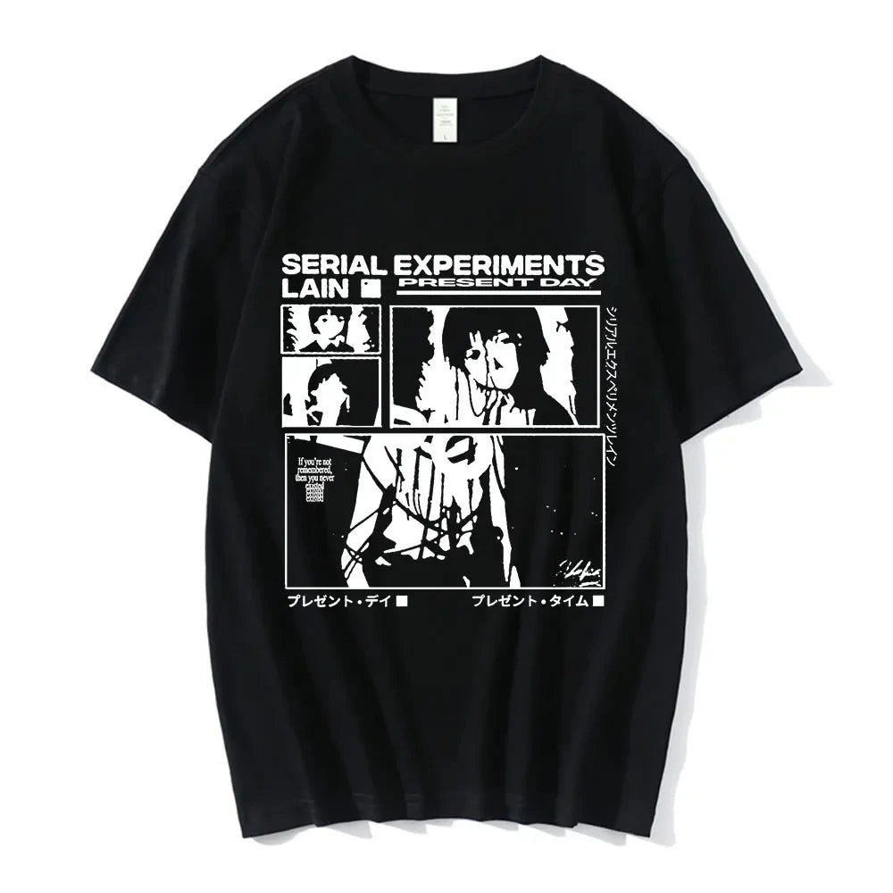 Anime Serial Experiments Lain T-Shirt Men Women Graphic T Shirts Unisex Iwakura Manga Girl Sci Fi Short Sleeve Tee Tops 62463