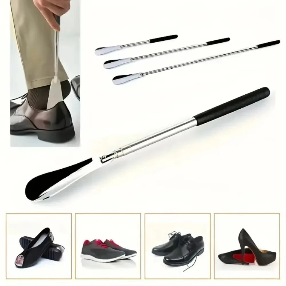 1pc Portable Stainless Steel Shoe Horn With Three Adjustable Lengths for Shoe Lifting And Wearing Shoe Accessories