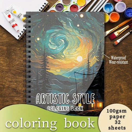 Coloring Book - 8.3x 11.2 inches 32 pages art style coloring book - perfect for soothing, doodling, holiday party favors, ideal
