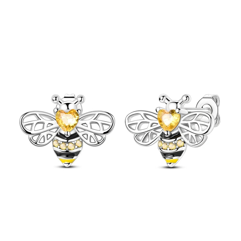 New In Earrings 925 Sterling Silver Butterfly Tulip Hoop Earrings Ear Studs Zircon Making Jewelry For Women Girl Party Gifts