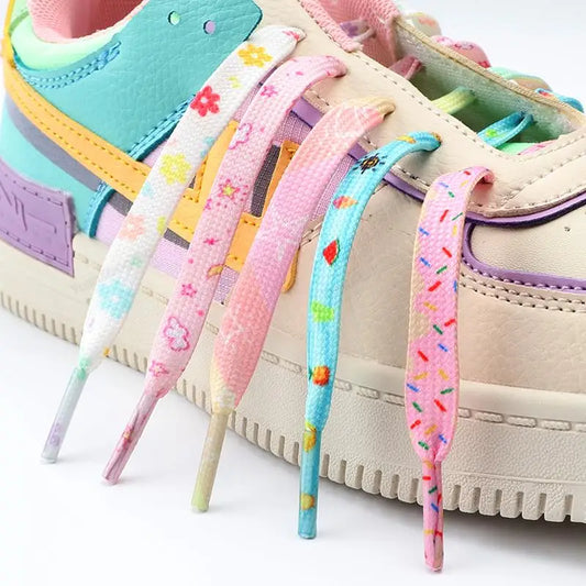 1Pair Print Shoelaces for Sneakers Quality Fabric Flat Shoe laces Fashion Girl Laces for Shoes width 0.8cm 120/140/160CM