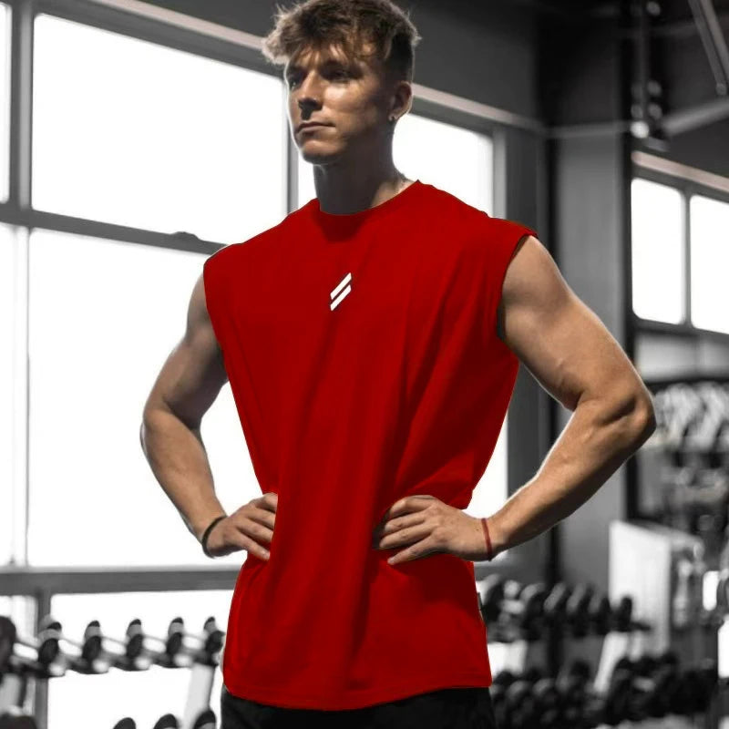 NEW Summer Fitness Sports Tank Top Men Breathable Loose Mesh Training Sleeveless T-shirt Quick Drying Vest Male Fitness Clothing