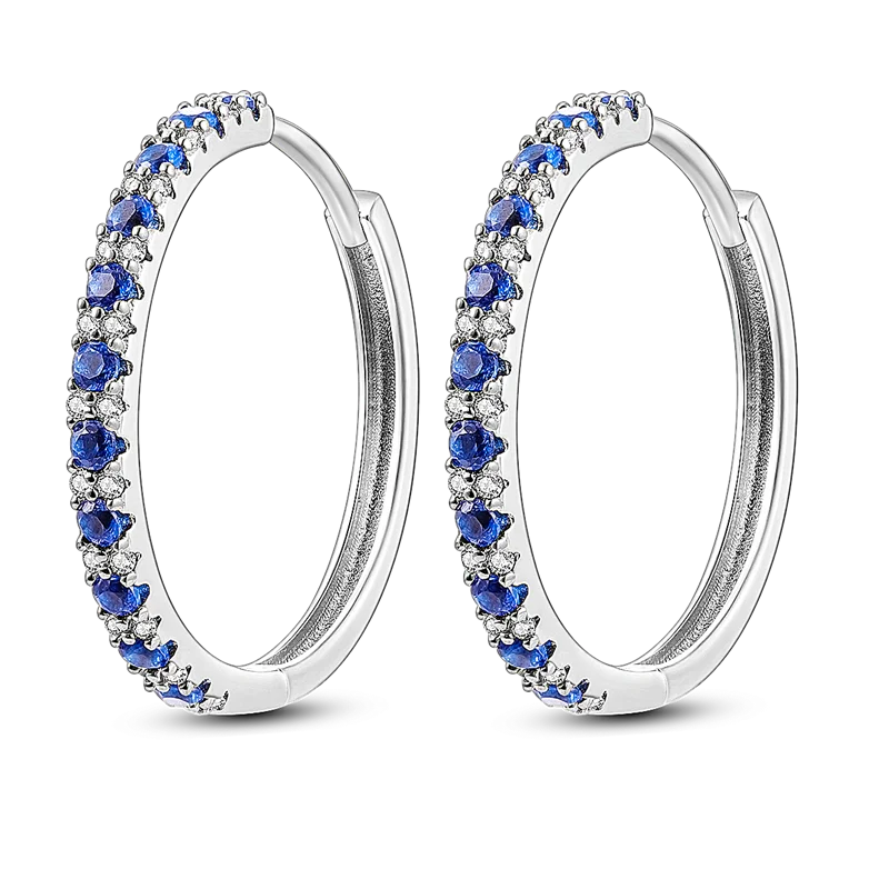 New Earrings 925 Silver Blue Butterfly Star Moon Dangle Hoop Earrings Ear Studs Zircon CZ Making Jewelry For Women Girl Party