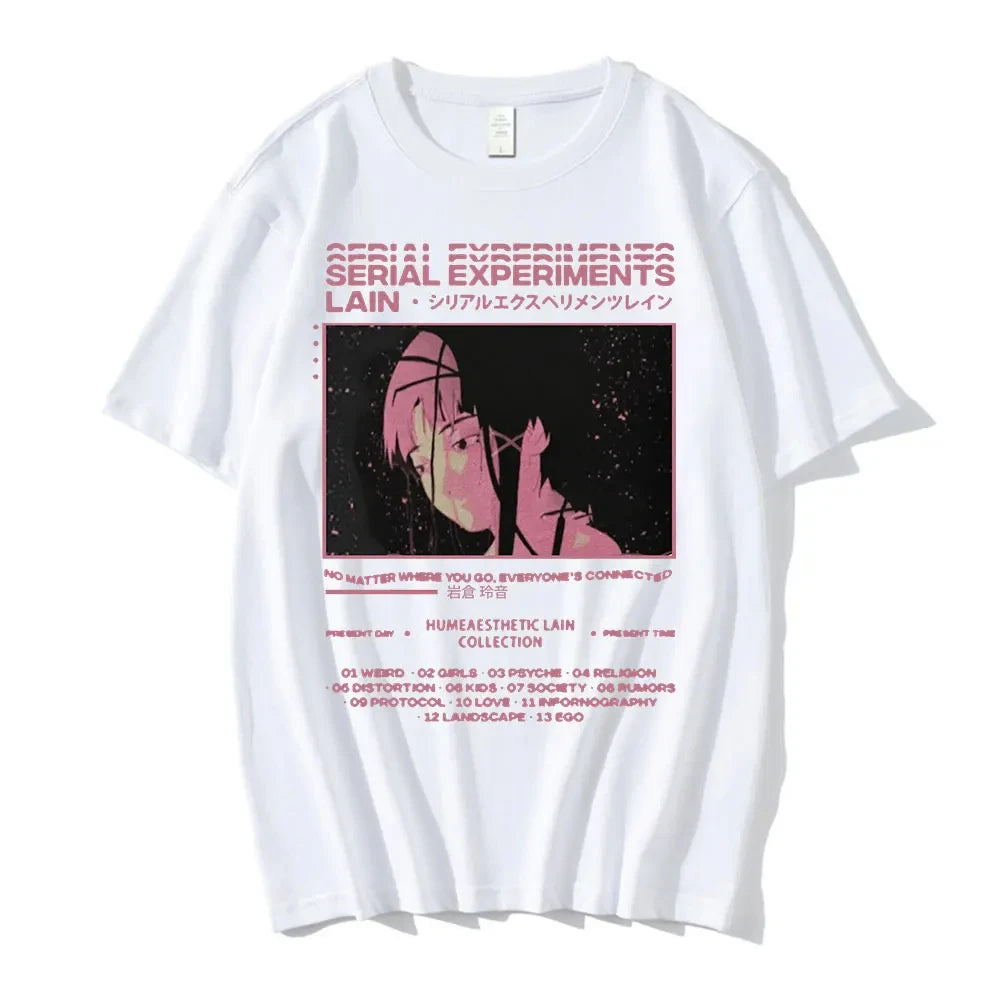 Anime Serial Experiments Lain T-Shirt Men Women Graphic T Shirts Unisex Iwakura Manga Girl Sci Fi Short Sleeve Tee Tops 62463