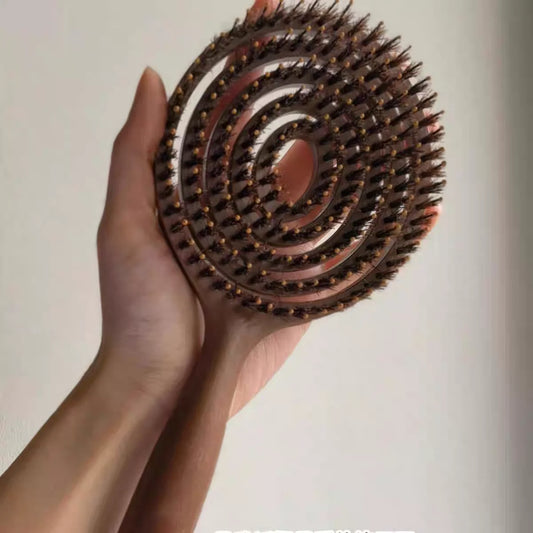 Boar Bristle Detangling Hairbrush Women Scalp Massage Combs Hollow Out Wet Curly Hair Comb Barber Hairdressing Styling Tools