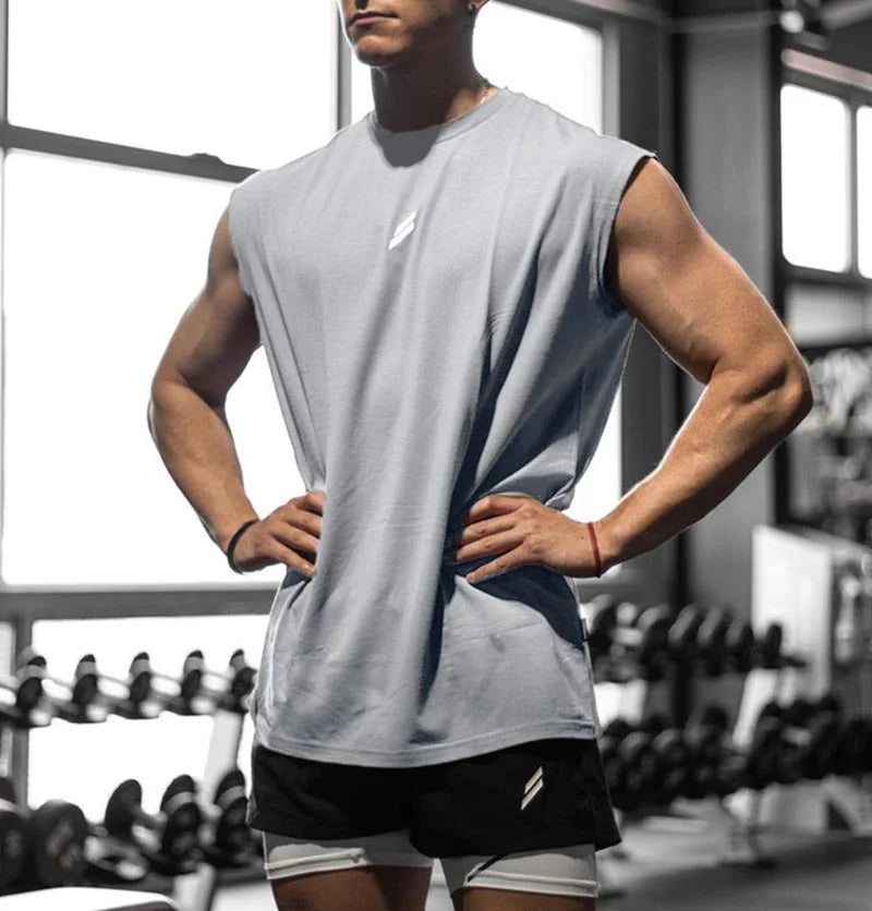 NEW Summer Fitness Sports Tank Top Men Breathable Loose Mesh Training Sleeveless T-shirt Quick Drying Vest Male Fitness Clothing