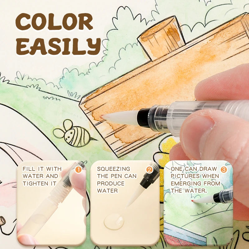 Coloring Books with Solid Pigment  Drawing Pad Art Painting Notebook for Creative Activity Sketch Coloring Painting Book