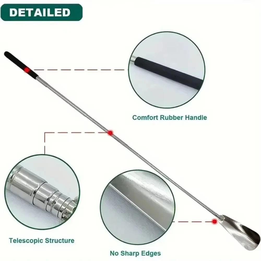 1pc Portable Stainless Steel Shoe Horn With Three Adjustable Lengths for Shoe Lifting And Wearing Shoe Accessories