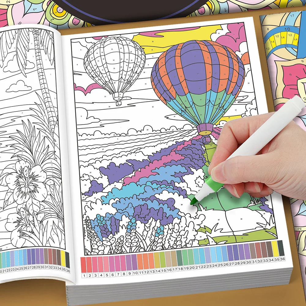 Color by Numbers Coloring Book for Adults, Includes Relaxing Designs Such As Mandalas, Animals, Flowers, Birds