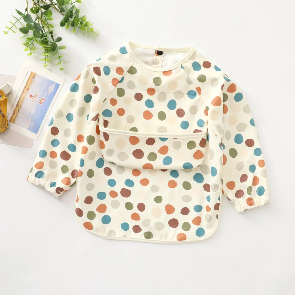 Baby Bibs Waterproof Art Smock with Long Sleeves Easy To Clean Children's Painting Apron Bib for Toddlers Girls Boys Baby Stuff