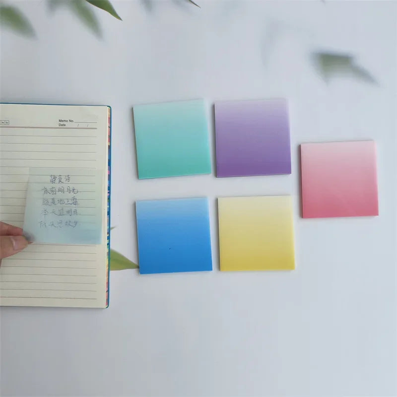 50 Sheets Creative Transparent PET Waterproof Sticky Note Pads Notepads Posits for School Stationery Office Supplies