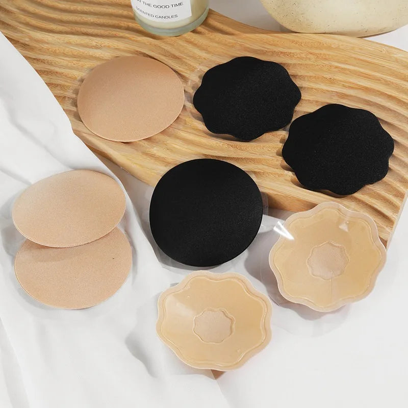 5Pairs Adhesive Bras Pads Silicone Nipple Cover Padding Reusable Invisible Lift Up Bra Petals Nipple StickersBreast Petals