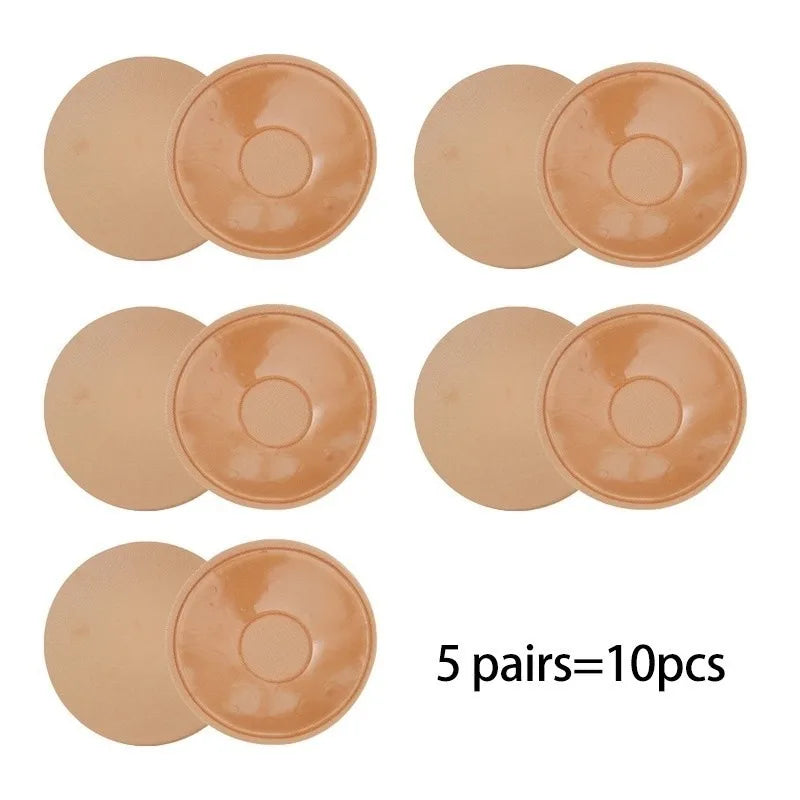5Pairs Adhesive Bras Pads Silicone Nipple Cover Padding Reusable Invisible Lift Up Bra Petals Nipple StickersBreast Petals