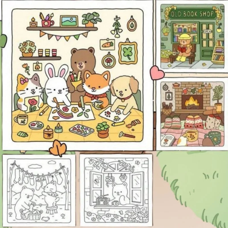 Coloring books for children's parties featuring colorful pictures, full of fun and allowing free coloring.