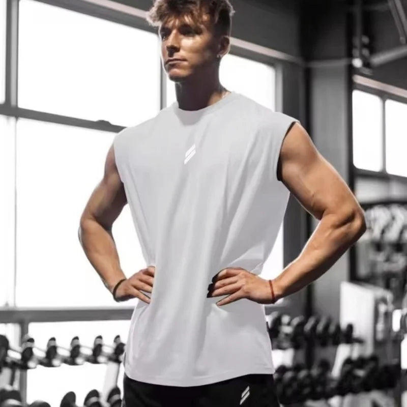 NEW Summer Fitness Sports Tank Top Men Breathable Loose Mesh Training Sleeveless T-shirt Quick Drying Vest Male Fitness Clothing