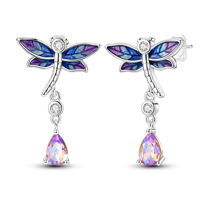 New In Earrings 925 Sterling Silver Butterfly Tulip Hoop Earrings Ear Studs Zircon Making Jewelry For Women Girl Party Gifts