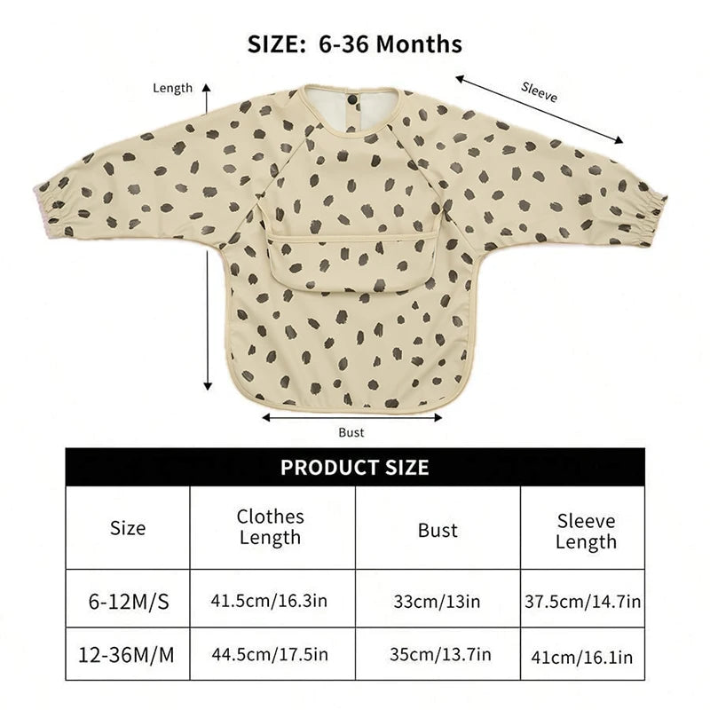 Baby Bibs Waterproof Art Smock with Long Sleeves Easy To Clean Children's Painting Apron Bib for Toddlers Girls Boys Baby Stuff