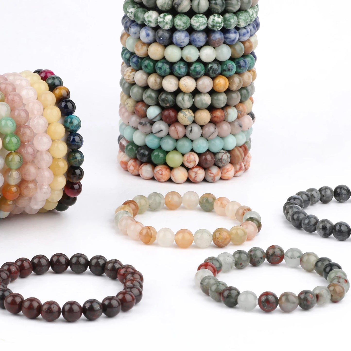 4 6 8mm Natural Stone Beaded Bracelet Agate Jade Beads Charm Elastic Bracelets for Women Men Jewelry Handmade Yoga Trendy Bangle