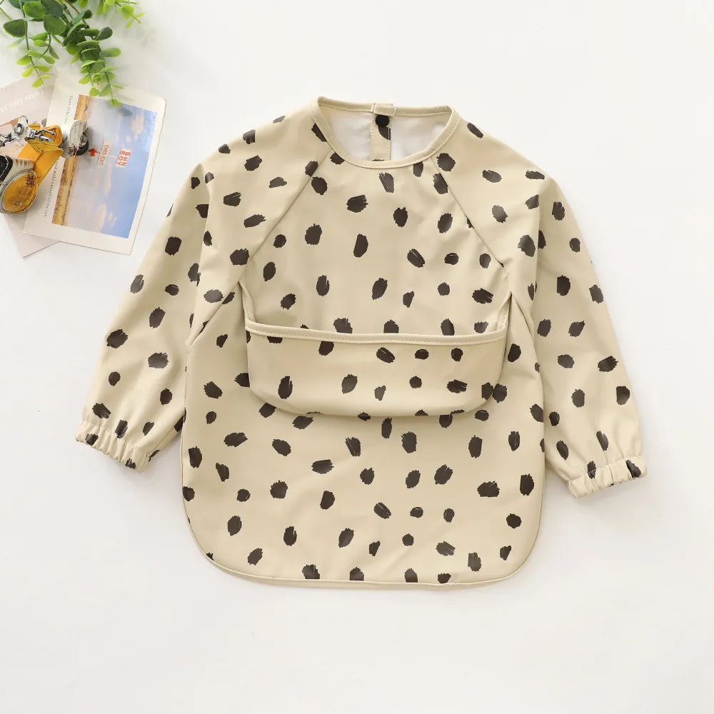 Baby Bibs Waterproof Art Smock with Long Sleeves Easy To Clean Children's Painting Apron Bib for Toddlers Girls Boys Baby Stuff