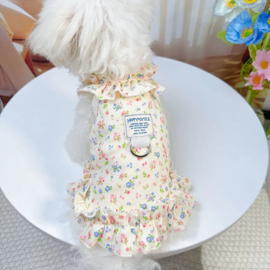 1pc  Dog and Cat Clothes, Pet Clothing, Spring and Summer Floral Dresses, Fresh and Cute Princess Dresses